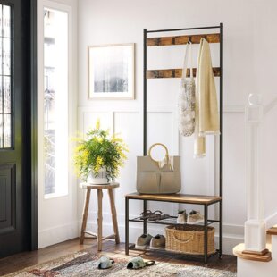 Entryway bench and coat rack deals set